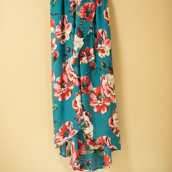 Lucky Brand 100% Silk Faux Wrap High Low Dress XS - Picture 5 of 9